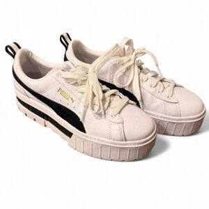 Puma Mayze Platform Sneakers in White/Black